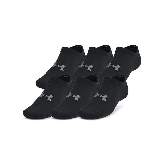 Under Armour Unisex-Adult Essential No Show Socks 6 Pack , (001) Black / Black / Castlerock , Large - Available at All In One Marketplace Canada