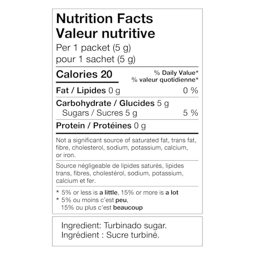 In The Raw Turbinado Cane Sugar - Natural Unrefined Sweetener, 1000 Individual Packets (5000g) - Non-GMO & Kosher Certified