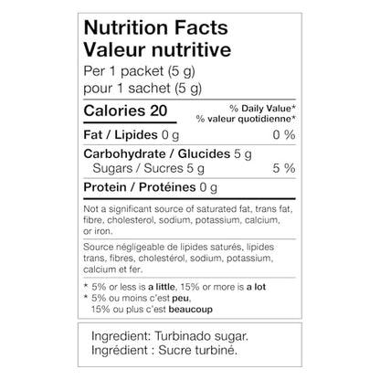 In The Raw Turbinado Cane Sugar - Natural Unrefined Sweetener, 1000 Individual Packets (5000g) - Non-GMO & Kosher Certified