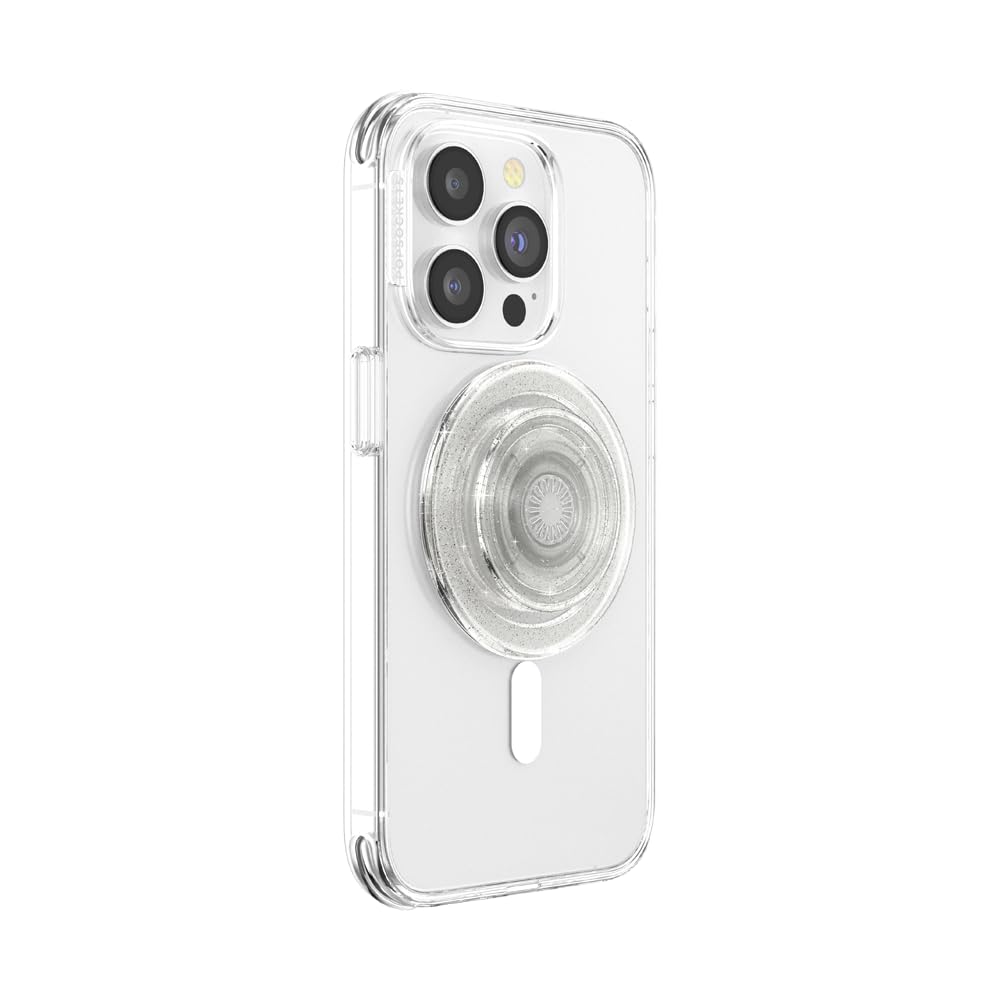 PopSockets Phone Grip for MagSafe, Magnetic Holder- Clear Glitter