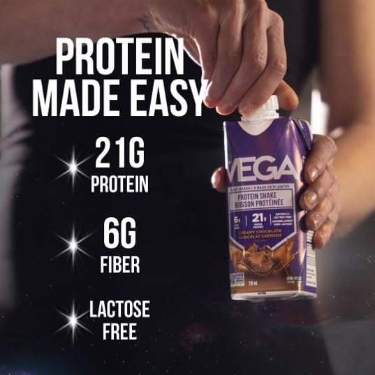 Vega Creamy Chocolate Plant-Based Protein Shake (12 x 330ml) – 21g Pea & Soy Protein, Ready to Drink, Vegan, Gluten-Free, Lactose-Free