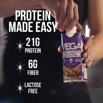 Vega Creamy Chocolate Plant-Based Protein Shake (12 x 330ml) – 21g Pea & Soy Protein, Ready to Drink, Vegan, Gluten-Free, Lactose-Free
