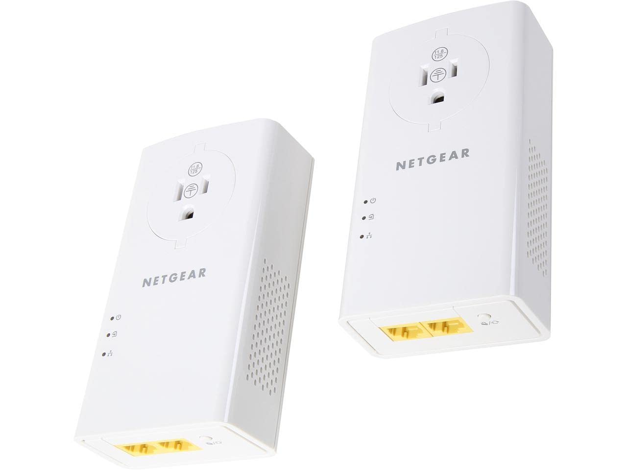 NETGEAR Powerline Adapter Kit, 2000 Mbps Wall-Plug, 2 Gigabit Ethernet Ports with Passthrough + Extra Outlet (PLP2000-100PAS) NETGEAR