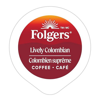 Folgers Lively Colombian Medium Roast Single-Serve Coffee Pods – 48 Count, Arabica Beans for Hot or Iced Coffee