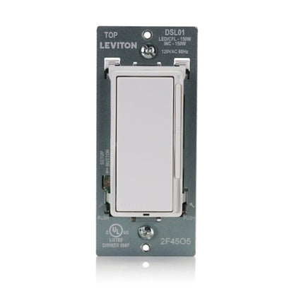 Leviton Decora Dimmer with Slide Bar and Rocker Switch, 15 Amp, DSL01-L0W, White