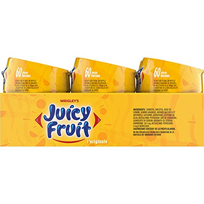 Juicy Fruit Chewing Gum - Fruit Flavored, 60 Pieces, 6 Bottles
