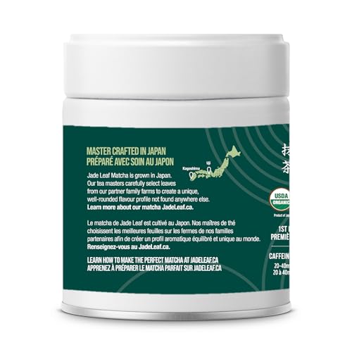 Jade Leaf Organic Ceremonial Grade Matcha Green Tea Powder - Pure Japanese First Harvest 30g Tin