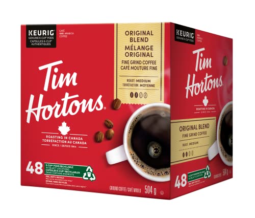 Tim Hortons Original Medium Roast Coffee K-Cup Pods – 48 Count for Keurig Brewers