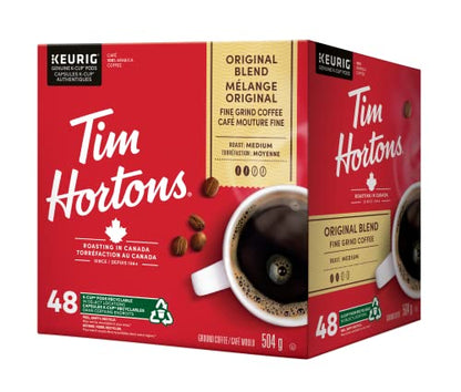 Tim Hortons Original Medium Roast Coffee K-Cup Pods – 48 Count for Keurig Brewers