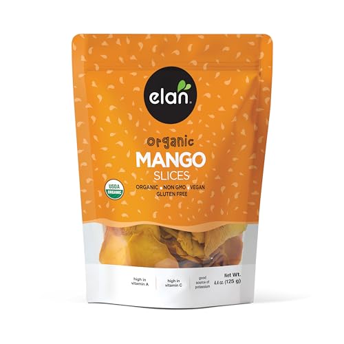 Elan Organic Mango Slices – Sulphite-Free, No Added Sugar, Non-GMO, Vegan & Gluten-Free, 125g (8 Count)