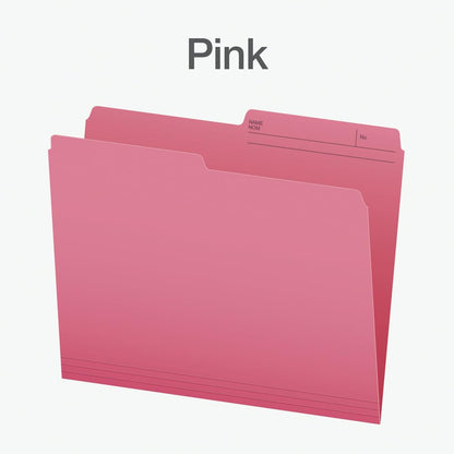 Pendaflex File Folders, 1/2 Cut Tab, Letter Size, Pink, Durable Paper Stock, 100/Box, Ideal for Office/Home/School File Organization, Made in Canada Pendaflex