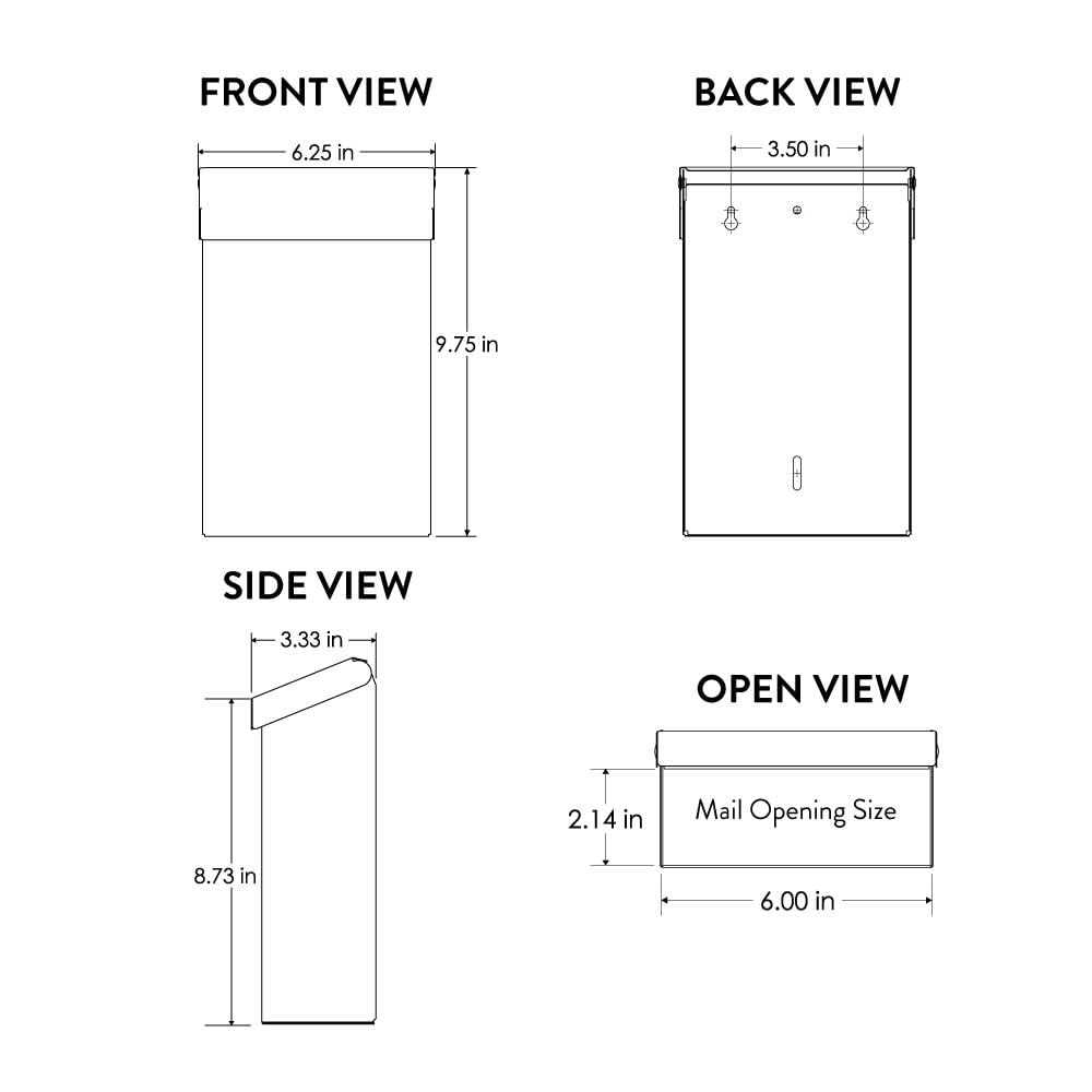 Architectural Mailboxes Modern Heritage Wall Mount Mailbox, Black, Small ARCHITECTURAL MAILBOXES