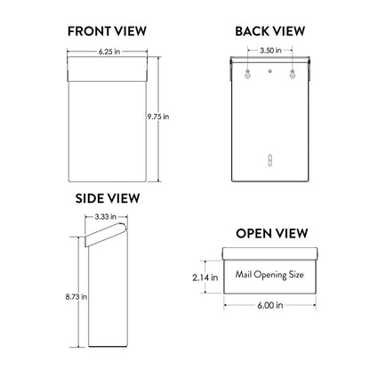 Architectural Mailboxes Modern Heritage Wall Mount Mailbox, Black, Small ARCHITECTURAL MAILBOXES