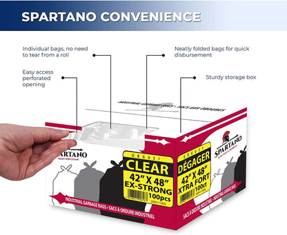 Spartano - Garbage Bags - Ex-Strong - Clear - 42"x48"