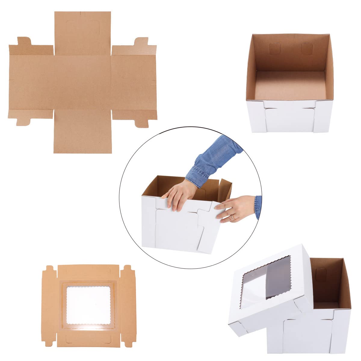 Huoshange Tall Cake Boxes for Tier Cakes,10x10x12 Inch [3 Pack ] Sturdy Tall Cake Box with Window,White Wedding Cake Boxes,Layer Cake Carrier,Disposable Cake Containers 🍁 All In One Marketplace Canada