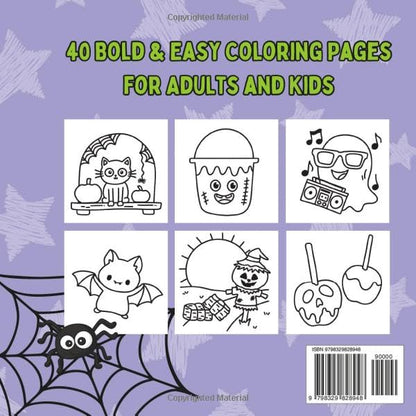 Bold and Easy Spooky Cute Halloween Coloring Book: Big and Simple Designs for Relaxing and Stress-Free Coloring | Hand Drawn Illustrations for Adults and Kids | Featuring Cute and Simple Halloween Designs