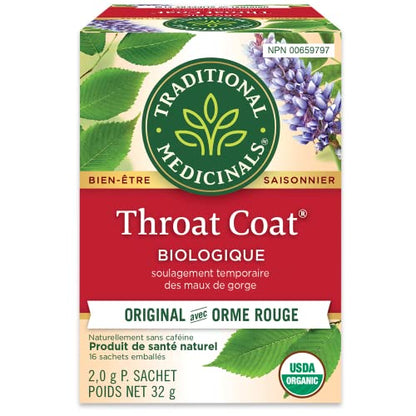 Traditional Medicinals Organic Throat Coat Herbal Tea - 6 Pack (96 Tea Bags) - Soothing Blend for Throat Comfort