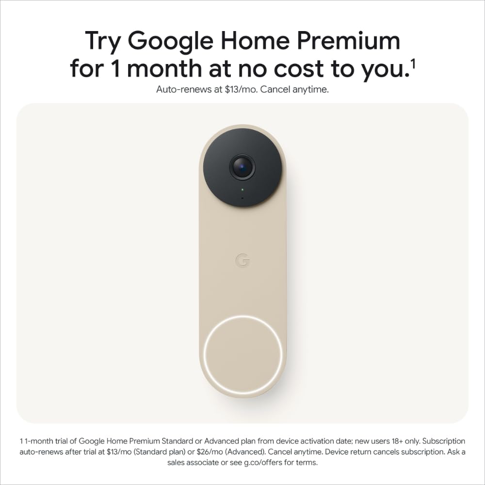 Google Nest Doorbell (Wired, 3rd gen)- 2K Video and Gemini - Linen 🍁 All In One Marketplace Canada