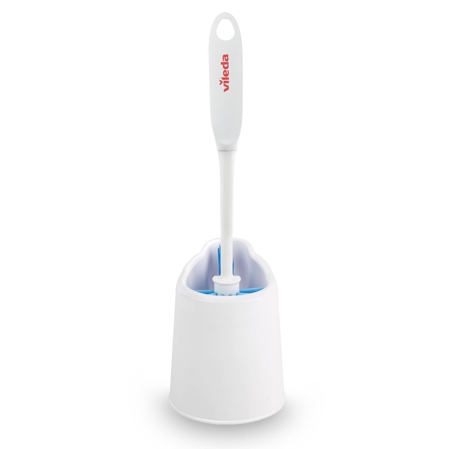 Vileda Deluxe Toilet Brush and Holder | Cleaner Brush with Ergonomic Handle | Easily Clean Under the Rim | Angled Bristles Reach Tough Spots