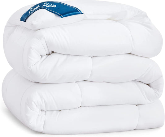 Comforter Twin Size Goose Down Alternative Microfiber Quilted Solid Comforter/Duvet Insert - Ultra Soft Hypoallergenic Bedding - Medium Warmth for All Seasons Twin Comforter - White