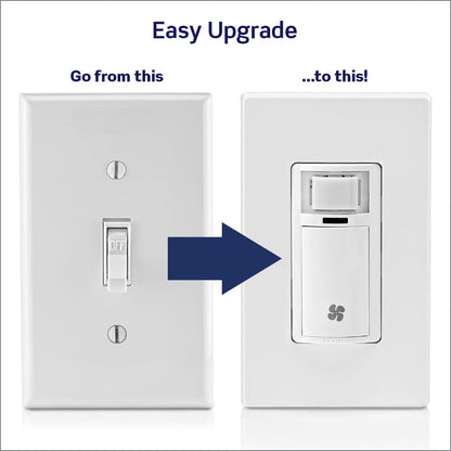 Leviton Humidity Sensor Switch for Bathroom Exhaust Fan, automate Ventilation, air Circulation, Moisture Control, ¼ HP, Single Pole, DHS05-1LW, White Leviton
