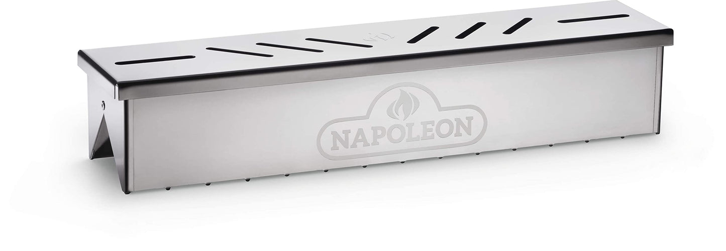 Napoleon Stainless Steel Smoker Box 67013 Add Smoky Flavor to BBQ, Easily Turn Gas Grill Into Smoker, Add Wood Chips or Chunks to Smoke Food on Barbecue Napoleon