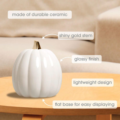 Citrouille en céramique blanche Pearhead, décoration d'automne pour la maison, décoration de fête moderne, décorations d'Halloween tendance, blanc, petit