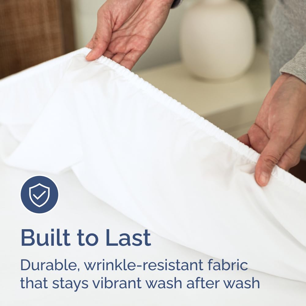 Full Size Fitted Bed Sheet - Hotel Luxury Single Fitted Sheet Only - Fits Mattress Up To 16 - Extra Soft, Wrinkle Free, Breathable & Cooling - Bottom Fitted Sheet - White Single Fitted Sheet Only