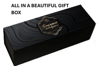 Deluxe Charcuterie & Cheese Gift Basket. Inside this beautiful box you will find: European Inspired Artisanal Salami and Merlot Salami, Creamy Danish Brie, Black Olive Pate, Wine Infused Jam, Mixed Nuts, Almonds, Figs, Apricots, Cheese Biscuits and Water