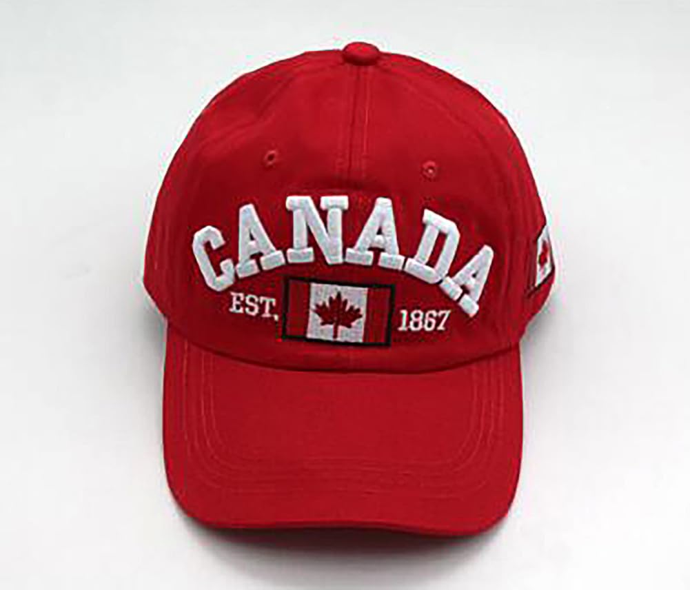 Navy Blue and Red Canada Baseball Cap for Men Women, Canada Day Maple Leaf Flag Embroidered Adjustable Dad Hat Golf Cap Sport Outdoor Fitted Plain Cap