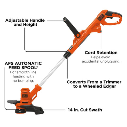 BLACK+DECKER String Trimmer & Edger with Auto Feed, Lightweight Corded Electric, 6.5-Amp, 14-Inch (BESTA510-CA) BLACK+DECKER