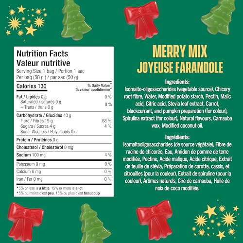 SmartSweets Merry Mix Holiday Gummies – 50g x 14 Pack | Low Sugar, Plant-Based, Gluten-Free Festive Candy
