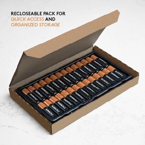 Duracell Coppertop AA Batteries, 28 Count, 12-Year Shelf Life, Storage Tray