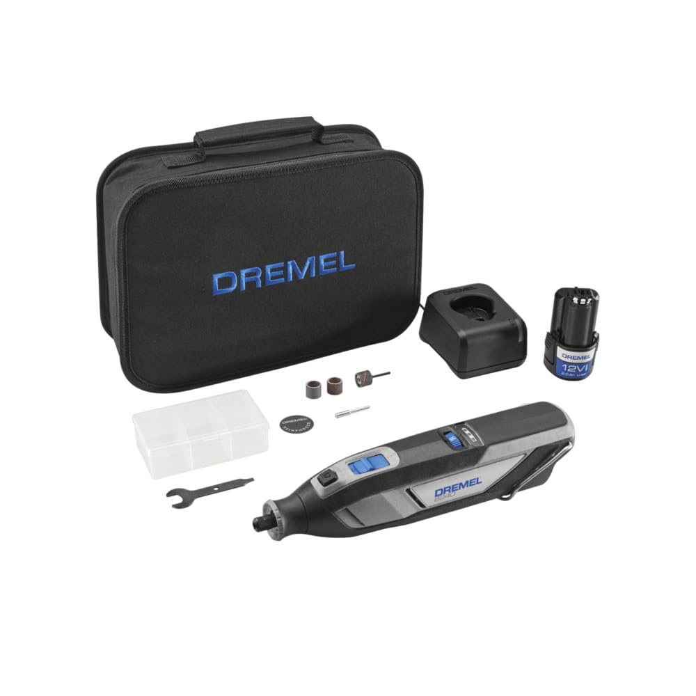 Dremel 8240-5 12V Cordless Rotary Tool Kit with Variable Speed and Comfort Grip - Includes 2AH Battery Pack, Charger, 5 Accessories, Wrench, and Tool Fabric Carry Bag Dremel