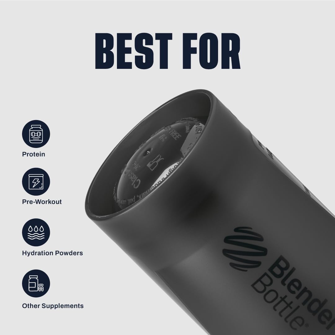 BlenderBottle Classic V2 Shaker Bottle Perfect for Protein Shakes and Pre Workout, 45-Ounce, Black BlenderBottle
