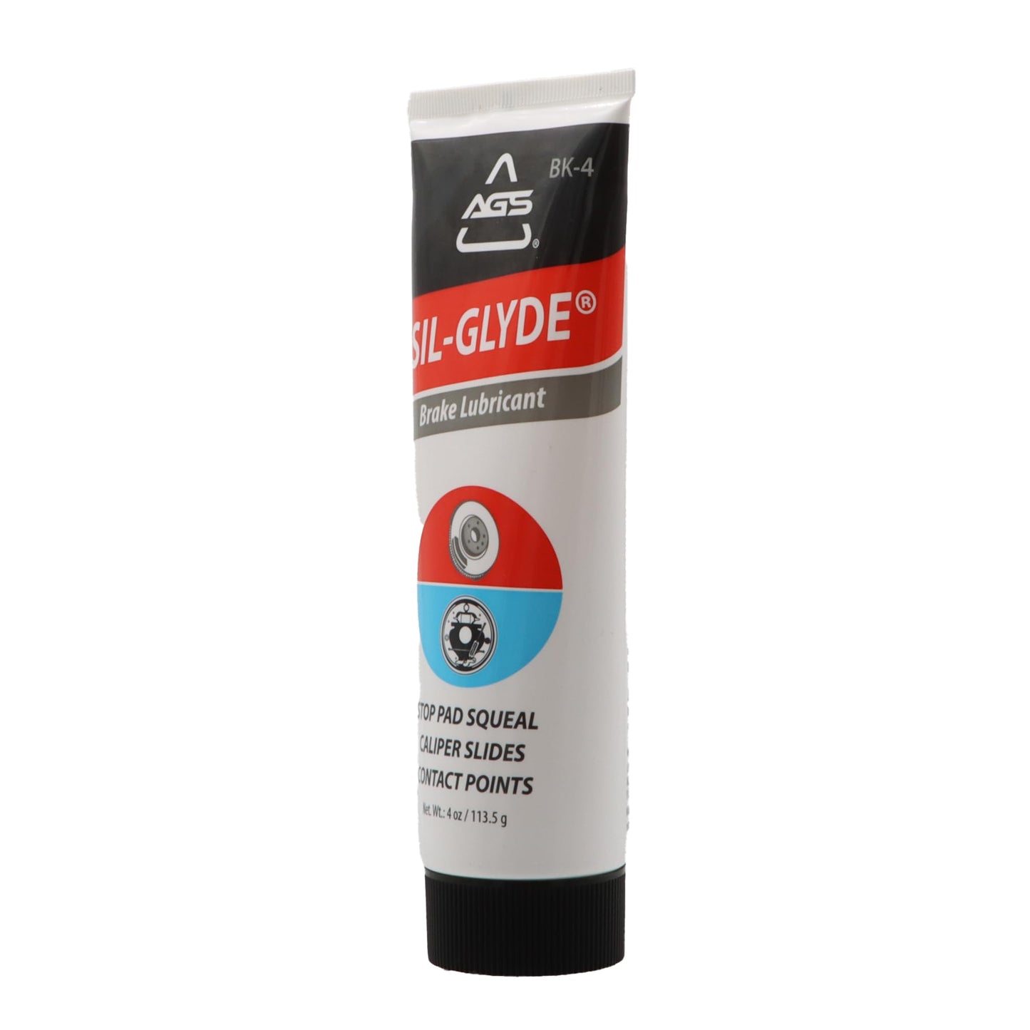 AGS SIL-Glyde 4 oz Tube Silicone Based Brake Assembly Lubricant for Eliminating Disc Brake Squeal - Moisture Proof, Heat Resistant, Rust and Corrosion Protector AGS