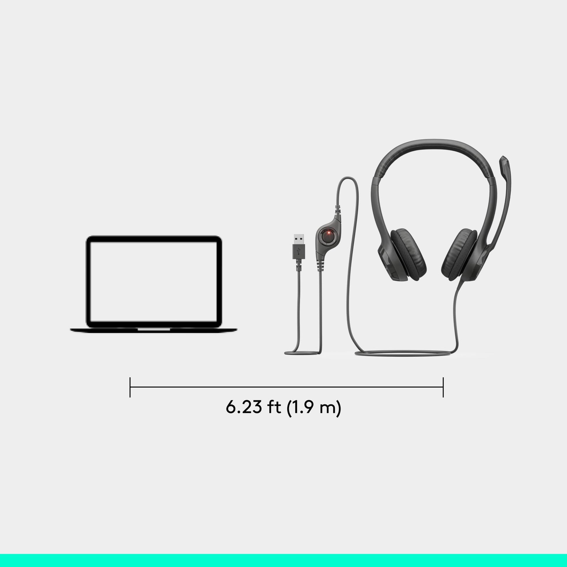 Logitech H390 Wired Headset for PC/Laptop, Stereo Headphones with Noise Cancelling Microphone, USB-A, in-Line Controls, Works with Chromebook - Black, 1 Pack - Available at All In One Marketplace Canada