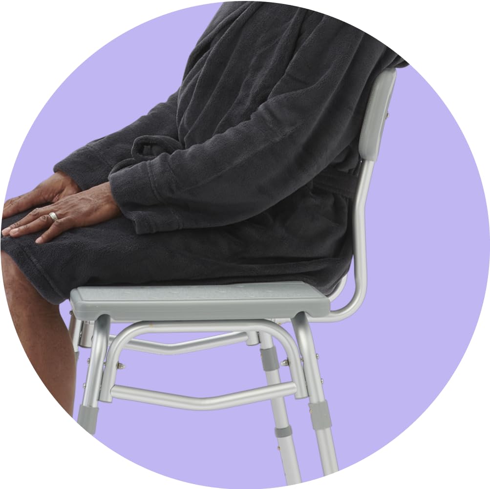 Medline Transfer Bench with Back, Gray, 1 Count (Pack of 1)