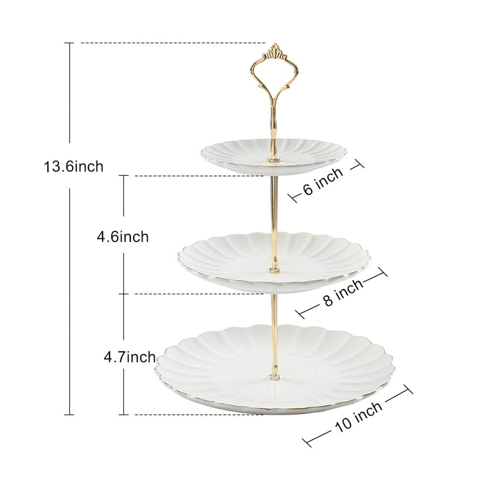 Pukka Home 3 Tier Ceramic Cake Stand Wedding, Dessert Cupcake Stand for Tea Party Serving Platter 🍁 All In One Marketplace Canada