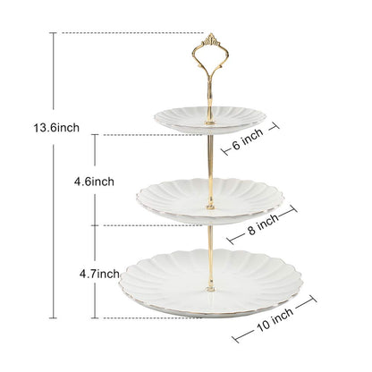 Pukka Home 3 Tier Ceramic Cake Stand Wedding, Dessert Cupcake Stand for Tea Party Serving Platter 🍁 All In One Marketplace Canada