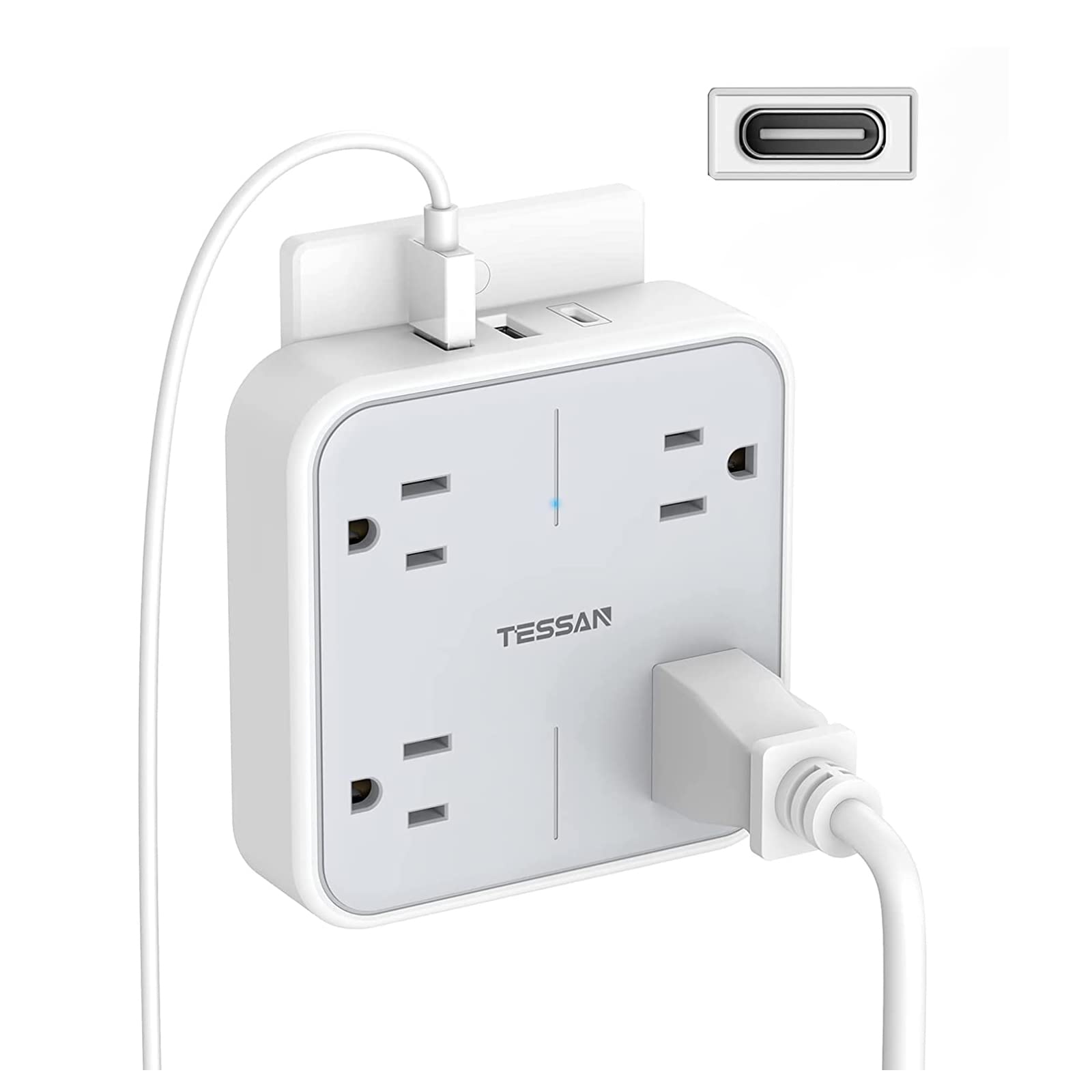 Wall Outlet Extender, TESSAN 4 Multi Plug Outlet Splitter with 1 USB C and 2 USB A Charging Ports, Multiple Plug Extension Block with Surge Protector for Home, Kitchen, Office, Dorm, Gray - Available at All In One Marketplace Canada