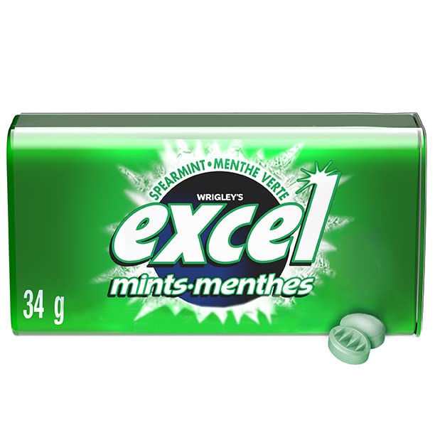Excel Spearmint Mints - Sugar Free Breath Fresheners, 34g Tin (Pack of 8)