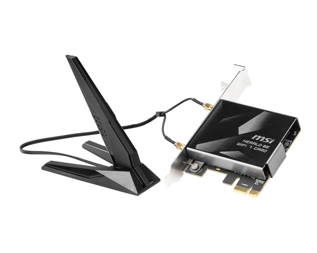 MSI Herald-BE WI-FI 7 MAX (Wi-Fi 7, 802.11BE, Bluetooth 5.4, PCIe, Multi-Link Operation Technology, External Antenna) MSI