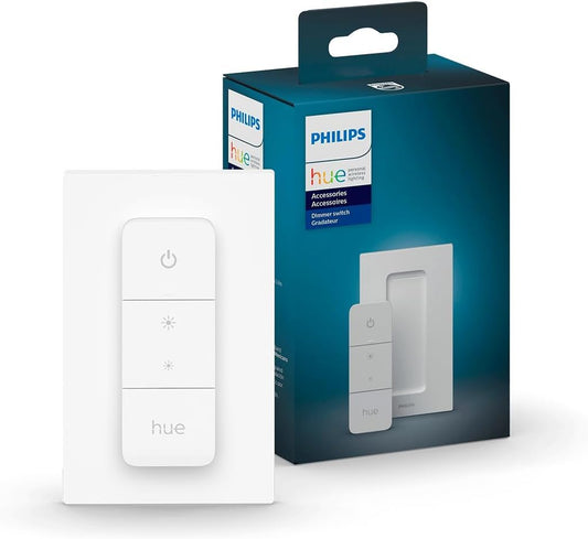 Philips Hue Smart Dimmer Switch with Remote, White - 1 Pack - Turns Hue Lights On, Off, Dims or Brightens - Requires Hue Bridge - Easy, No-Wire Installation - Available at All In One Marketplace Canada