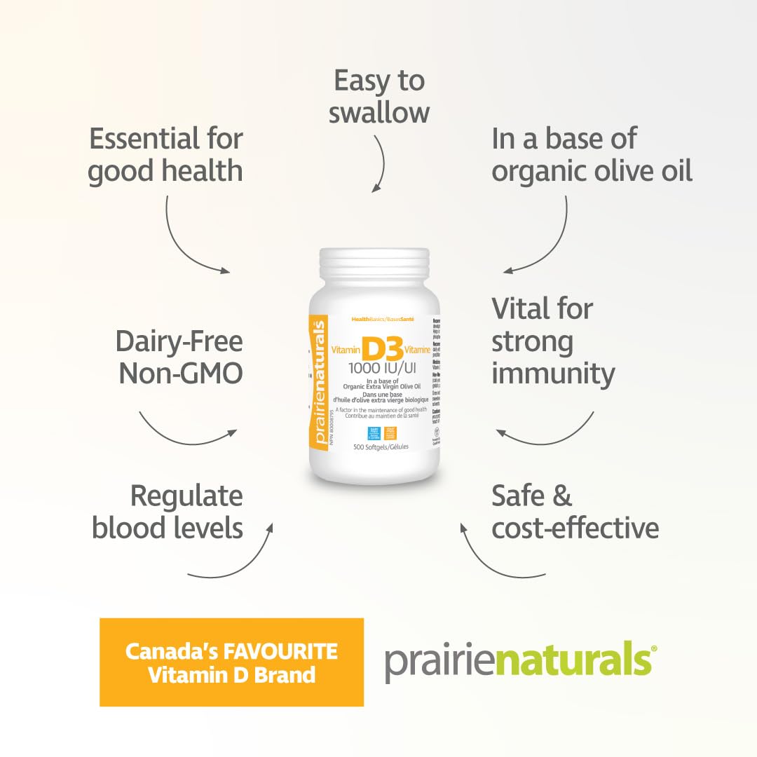 Prairie Naturals Vitamin D3 1000 IU 500 softgels