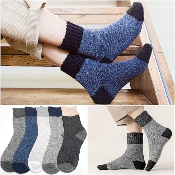 VoJoPi 5 Pairs Warm Wool Socks for Mens, Thermal Cushioned Sport Work Cozy Boot Winter Socks, One size 🍁 All In One Marketplace Canada