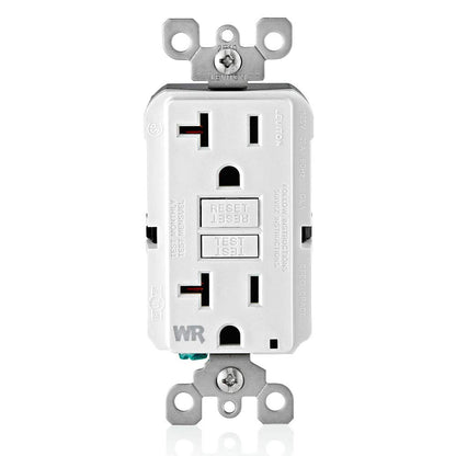 Leviton GFCI Weather-Resistant Receptacle, 20 Amp 125 Volt, Non Tamper-Resistant, GFWR2-W, White