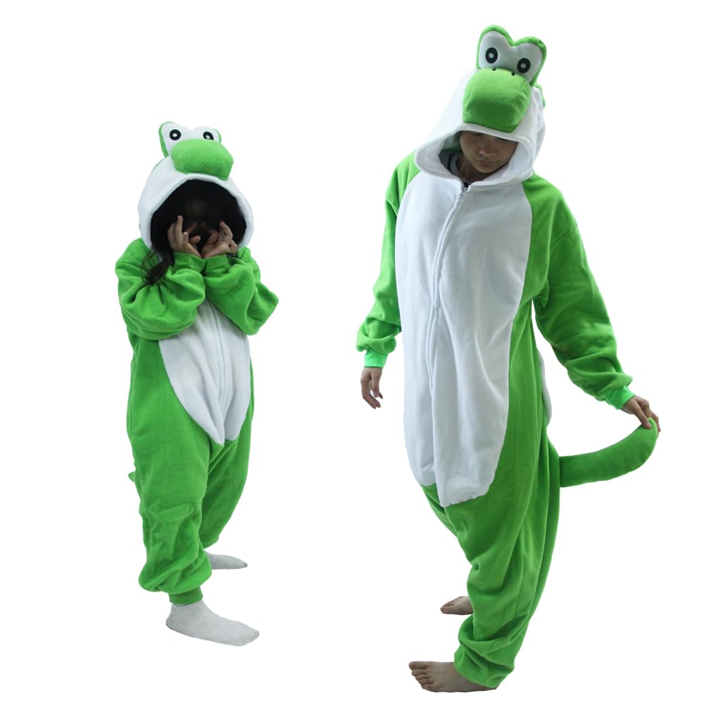 Medium Green Dinosaur Unisex Onesies Kigurumi Pajamas Easter Halloween Christmas Carnival Disguise Costume Outfits For Adults Disfraz Jumpsuit Sleepwear Winter Lounge Women Men's Pjs Couple Suits 🍁 All In One Marketplace Canada