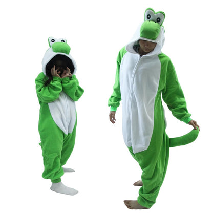 Medium Green Dinosaur Unisex Onesies Kigurumi Pajamas Easter Halloween Christmas Carnival Disguise Costume Outfits For Adults Disfraz Jumpsuit Sleepwear Winter Lounge Women Men's Pjs Couple Suits 🍁 All In One Marketplace Canada