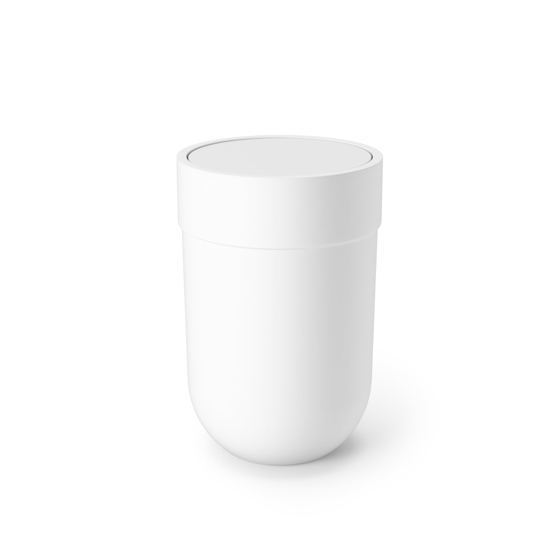 Umbra Touch Trash Can, Small 1.6-Gallon Garbage Bin with Swing Lid, Waste Basket for Bathroom or Office, White Umbra